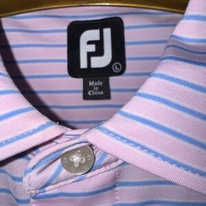Men's Pink and Blue Striped Polo Shirt